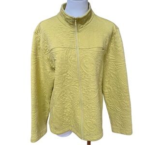 Chico's Embroidered Indie Boho Textured Spring Cotton Zip Up Jacket Shirt 2